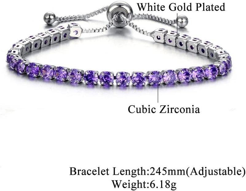 CiNily Adjustable Tennis Bracelets for Women Teen Girls Rainbow Cubic Zirconia Bracelet 14K White Gold Plated Hypoallergenic Slider Bracelet Jewelry Gift - Image 5